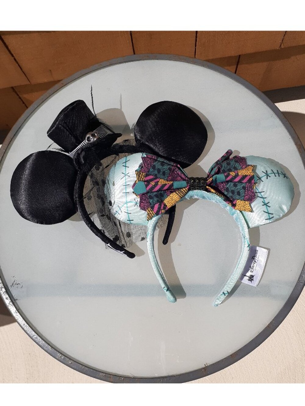 Disney Parks Jack Skellington Tophat veil Sally Bow Bride Groom Mickey Ears EUC